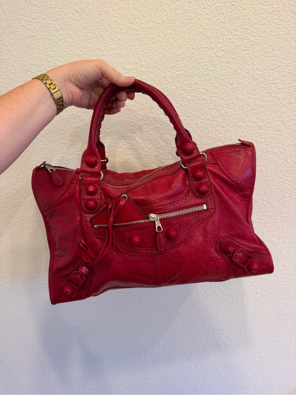 Balenciaga Citybag Giant Brogues Work Crimson red Vintage Y2K
